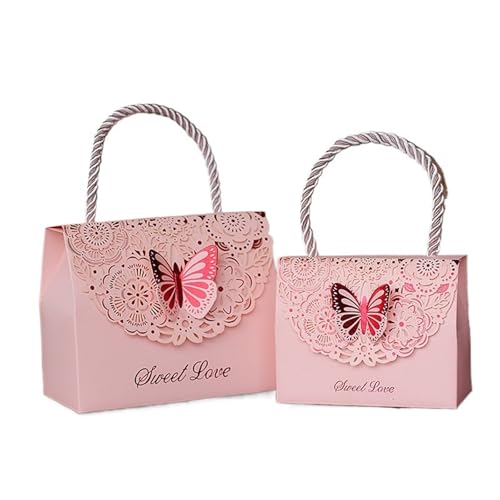 DHYUACN Süßigkeiten-Box für Hochzeiten, mit Ausschnitt, Schmetterling, Schokolade, Partytüte, Verpackungsbox mit Griff, 10 Stück, 9 x 7 x 4 cm, Rosa, 10 Stück DHYUACN Süßigkeiten-Box für Hochzeiten, mit Ausschnitt, Schmetterling, Schokolade, Partytüte, Verpackungsbox mit Griff, 10 Stück, 9 x 7 x 4 cm, Rosa, 10 Stück von DHYUACN