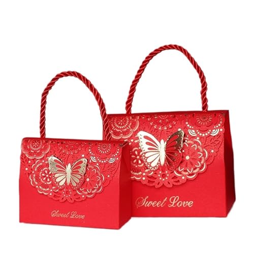 DHYUACN Süßigkeiten-Box für Hochzeiten, mit Ausschnitt, Schmetterling, Schokolade, Partytüte, Verpackungsbox mit Griff, Rot, 10 Stück, 9 x 7 x 4 cm, 10 Stück DHYUACN Süßigkeiten-Box für Hochzeiten, mit Ausschnitt, Schmetterling, Schokolade, Partytüte, Verpackungsbox mit Griff, Rot, 10 Stück, 9 x 7 x 4 cm, 10 Stück von DHYUACN