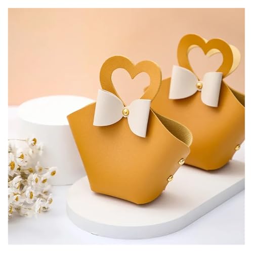 DHYUACN Süßigkeitenbox für Hochzeiten, 5/10 Stück, Liebe, kreative Hochzeit, Süßigkeiten, Verpackung, Tasche, Hochzeitsfeier, Zubehör, tragbare Leder-Süßigkeiten-Box, Begleiter (Orange, 10 Stück, 6 x von DHYUACN