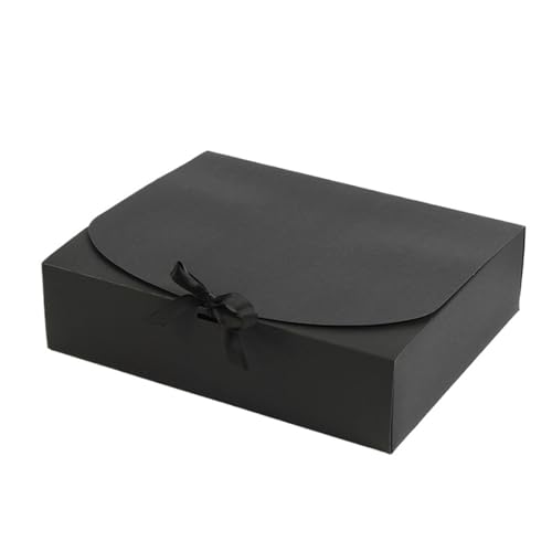 DHYUACN Süßigkeitenbox für Hochzeiten, einfaches Kraftpapier, CandyBox, Band, Hochzeitsplätzchen, Süßigkeitenbox, Geburtstagsbox, Zubehör (schwarz, 11 x 11 x 5 cm) von DHYUACN