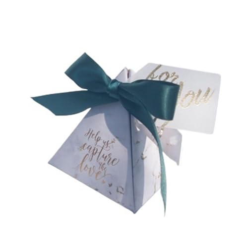DHYUACN Süßigkeitenschachtel für Hochzeit, Marmor, dreieckig, Hochzeitsgeschenke und Papierhochzeitsgeschenke für Gäste, Hochzeitsfeier, Dekoration (grün) von DHYUACN