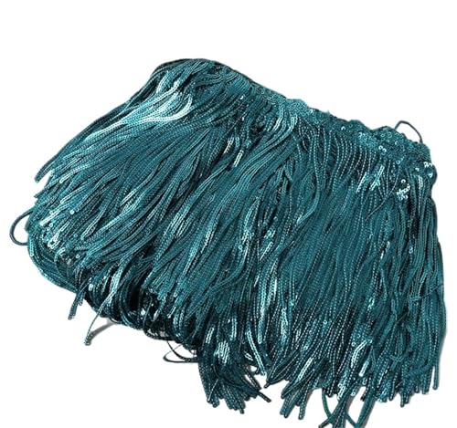 Quasten-Spitze 1–5 Yards 17 cm Glitzer-Pailletten-Fransen-Quasten-Spitzenbesatz for lateinamerikanische Tänze, Hochzeitskleider, Kleidung, Bastelarbeiten(Color 1,4yards) von DHYUACN