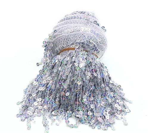 Quasten-Spitze 1 Yard 16 cm Paillettenquaste Fransen Spitzenbesatz Band Quasten for Tanzkleid DIY Kleidungsstück Nähzubehör Basteln(Silver) von DHYUACN