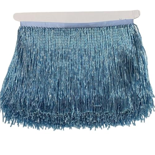 Quasten-Spitze 2 Meter Perlenquaste, Quastenbesatz, Spitzenfransen, 15 cm breit, for DIY-Zubehör, Heimtextilien, Tanzband(Blue2) von DHYUACN