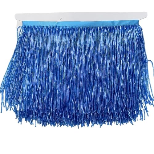 Quasten-Spitze 2 Meter Perlenquaste, Quastenbesatz, Spitzenfransen, 15 cm breit, for DIY-Zubehör, Heimtextilien, Tanzband(Lake blue) von DHYUACN