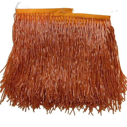 Quasten-Spitze 2 Meter Perlenquaste, Quastenbesatz, Spitzenfransen, 15 cm breit, for DIY-Zubehör, Heimtextilien, Tanzband(Orange) von DHYUACN