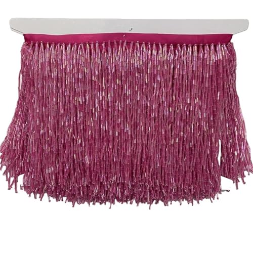 Quasten-Spitze 2 Meter Perlenquaste, Quastenbesatz, Spitzenfransen, 15 cm breit, for DIY-Zubehör, Heimtextilien, Tanzband(Rose) von DHYUACN