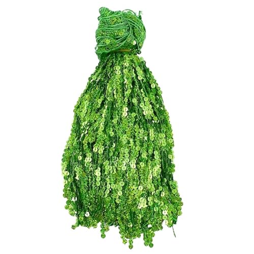 Quasten-Spitze 6 Yards 30 cm Pailletten Perlen Quaste Fransen Spitzenbesatz Latin Dance Performance Kleid Dekor DIY Handwerk Nähzubehör(Green) von DHYUACN
