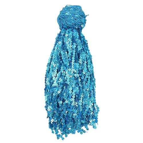 Quasten-Spitze 6 Yards 30 cm Pailletten Perlen Quaste Fransen Spitzenbesatz Latin Dance Performance Kleid Dekor DIY Handwerk Nähzubehör(Lake Blue) von DHYUACN