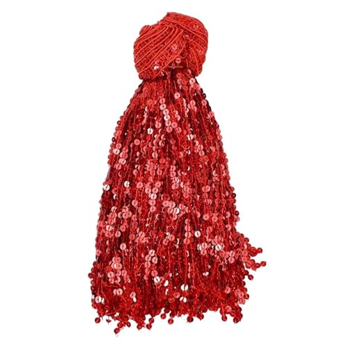 Quasten-Spitze 6 Yards 30 cm Pailletten Perlen Quaste Fransen Spitzenbesatz Latin Dance Performance Kleid Dekor DIY Handwerk Nähzubehör(Red) von DHYUACN