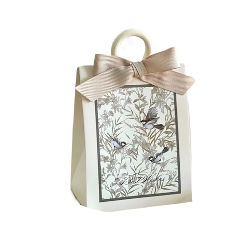 Süßigkeitenbox für Hochzeiten, Blumen, Vögel und Wald, Hochzeit, Süßigkeitenbox mit Holzring, DIY, für Geburtstagsparty, Gelee-Verpackung, leere Papierboxen (A-Weiß) von DHYUACN