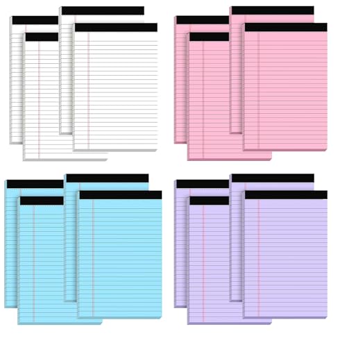 DIAEMI 16Pcs Small Legal Pads 5x8, Note Pads 80GSM Thick Lined Paper 50 Sheets Colored Note Pads Paper College Ruled Notepad Clear Print Writing Pads (4 color) von DIAEMI