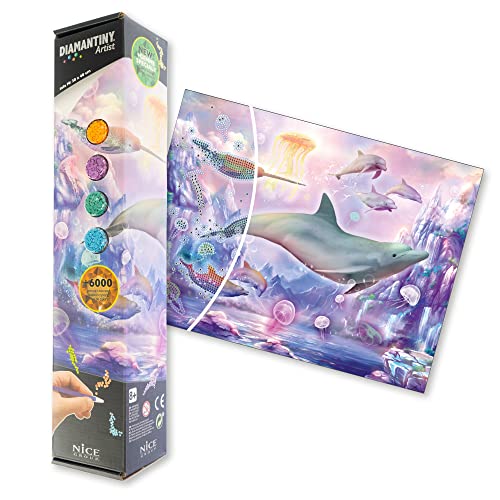 DIAMANTINY Artist - Medium 30 x 40 cm - Aktivitäten Crystal Art, Diamond Painting Kit, Delfine Sognanti von DIAMANTINY