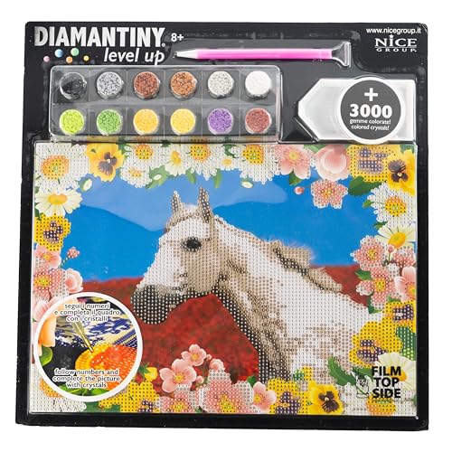 DIAMANTINY Level Up – Wild – Nice Group Creative Art, Diamond Painting Kit, Mosaik Pferd Weiß von DIAMANTINY