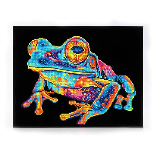 DIAMOND DOTZ 2594353 Original 5D Diamond Painting Set, Neon Baumfrosch, mit Neonfarben und Samt, DIY Diamant Malerei Bilder für Erwachsene und Kinder ab 12 Jahren, Intermediate von DIAMOND DOTZ