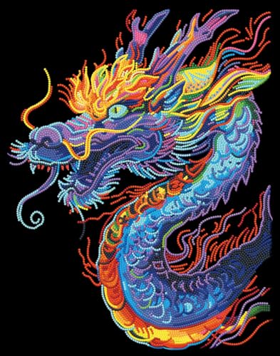 DIAMOND DOTZ 2594355 Original 5D Diamond Painting Set, Neon Drache, mit Neonfarben und Samt, DIY Diamant Malerei Bilder für Erwachsene und Kinder ab 12 Jahren, Intermediate DIAMOND DOTZ 2594355 Original 5D Diamond Painting Set, Neon Drache, mit Neonfarben und Samt, DIY Diamant Malerei Bilder für Erwachsene und Kinder ab 12 Jahren, Intermediate von DIAMOND DOTZ