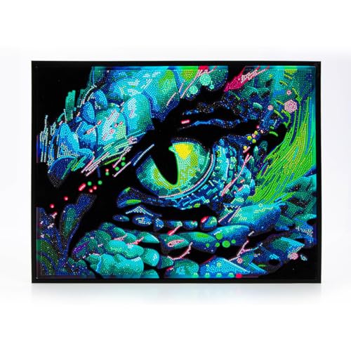 DIAMOND DOTZ 2594356 Original 5D Diamond Painting Set, Neon Drachenauge, mit Neonfarben und Samt, DIY Diamant Malerei Bilder für Erwachsene und Kinder ab 12 Jahren, Intermediate von DIAMOND DOTZ