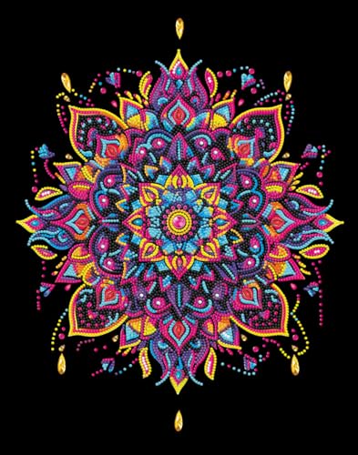 DIAMOND DOTZ 2594361 Original 5D Diamond Painting Set, Neon Mandala, mit Neonfarben und Samt, DIY Diamant Malerei Bilder für Erwachsene und Kinder ab 12 Jahren, Intermediate von DIAMOND DOTZ