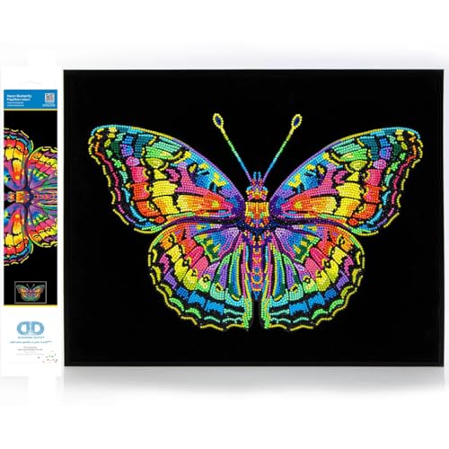 DIAMOND DOTZ 2594366 Original 5D Diamond Painting Set, Neon Schmetterling, mit Neonfarben und Samt, DIY Diamant Malerei Bilder für Erwachsene und Kinder ab 12 Jahren, Intermediate von DIAMOND DOTZ
