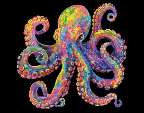 DIAMOND DOTZ 2594372 Original 5D Diamond Painting Set, Neon Oktopus, mit Neonfarben und Samt, DIY Diamant Malerei Bilder für Erwachsene und Kinder ab 12 Jahren, Intermediate von DIAMOND DOTZ