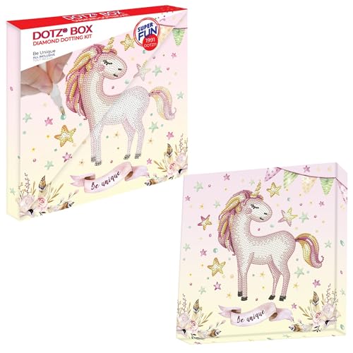 DIAMOND DOTZ DBX.023 - Original 5D Diamond Painting Set Dotz Box Be Unique Einhorn, Kreativset mit 1.991 Diamant Mosaiksteinen, Malset ca. 28 x 28 cm, DIY Komplettset für Kinder ab 8 Jahren, Rosa, Weiß DIAMOND DOTZ DBX.023 - Original 5D Diamond Painting Set Dotz Box Be Unique Einhorn, Kreativset mit 1.991 Diamant Mosaiksteinen, Malset ca. 28 x 28 cm, DIY Komplettset für Kinder ab 8 Jahren, Rosa, Weiß von DIAMOND DOTZ