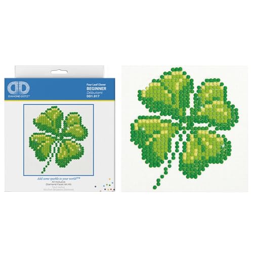 DIAMOND DOTZ DD1.017 - Original Diamond Painting Starter Set Kleeblatt, Kreativset mit 560 Diamant Mosaiksteinen, Malset ca. 10 x 10 cm, DIY Komplettset für Kinder ab 8 Jahren, Extra funkelnd DIAMOND DOTZ DD1.017 - Original Diamond Painting Starter Set Kleeblatt, Kreativset mit 560 Diamant Mosaiksteinen, Malset ca. 10 x 10 cm, DIY Komplettset für Kinder ab 8 Jahren, Extra funkelnd von DIAMOND DOTZ