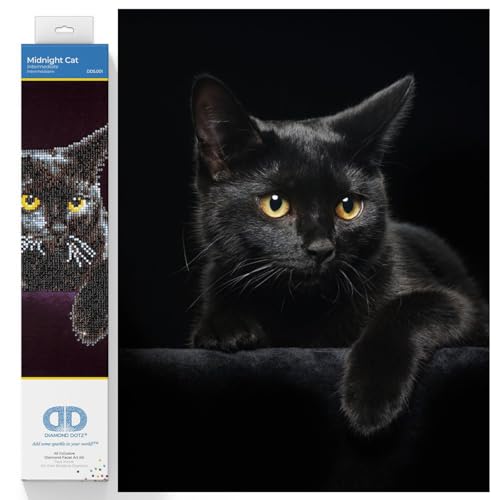 DIAMOND DOTZ DD5.001 - Original 5D Diamond Painting Set Mitternacht Katze, Kreativset mit 4.389 Diamant Mosaiksteinen, Malset ca. 36 x 28 cm, DIY Komplettset für Erwachsene und Kinder ab 8 Jahren DIAMOND DOTZ DD5.001 - Original 5D Diamond Painting Set Mitternacht Katze, Kreativset mit 4.389 Diamant Mosaiksteinen, Malset ca. 36 x 28 cm, DIY Komplettset für Erwachsene und Kinder ab 8 Jahren von DIAMOND DOTZ