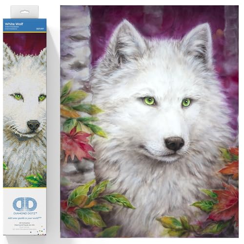 DIAMOND DOTZ DD7.007 - Original 5D Diamond Painting Set Weißer Wolf, Kreativset mit 13.808 Diamant Mosaiksteinen, Malset ca. 46 x 36 cm, DIY Komplettset für Erwachsene und Kinder ab 8 Jahren von DIAMOND DOTZ