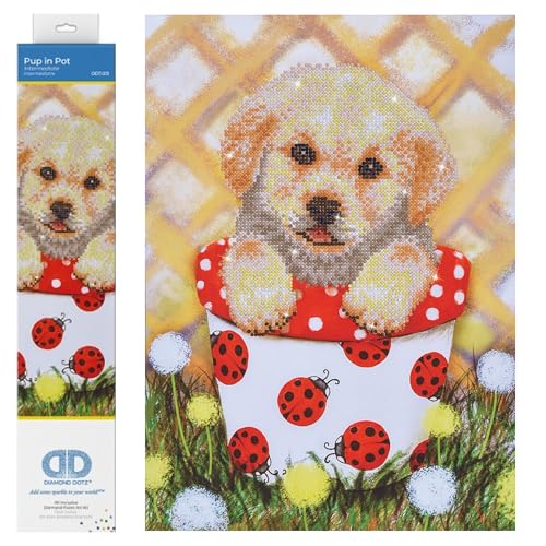 DIAMOND DOTZ DD7.013 - Original 5D Diamond Painting Set Welpe im Topf, Kreativset mit 20.587 Diamant Mosaiksteinen, Malset ca. 42 x 30 cm, DIY Komplettset f?r Erwachsene und Kinder ab 8 Jahren von DIAMOND DOTZ