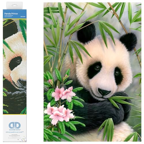 DIAMOND DOTZ DD7.040 - Original 5D Diamond Painting Set Panda Bär, Kreativset mit 12.793 Diamant Mosaiksteinen, Malset ca. 40 x 30 cm, DIY Komplettset für Erwachsene und Kinder ab 8 Jahren von DIAMOND DOTZ