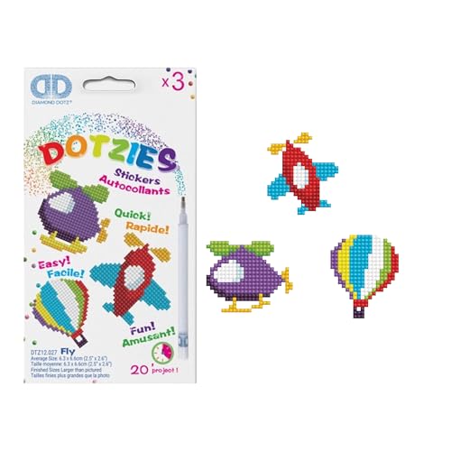 DIAMOND DOTZ DOTZIES 2524640 Original 5D Diamond Painting Sticker Set, Flugzeuge, DIY Kreativ-Kit für Diamant-Sticker, Diamanten-Bastelset für Kinder ab 6 Jahren, Starter von DIAMOND DOTZ