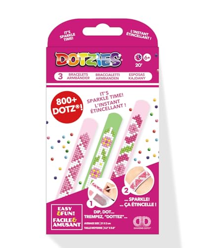 DIAMOND DOTZ DOTZIES 2592748 Original 5D Diamond Painting Armbänder Set, Pink, DIY Freundschaftsbänder mit Glitzersteinen, Diamanten-Bastelset für Kinder ab 6 Jahren von DIAMOND DOTZ