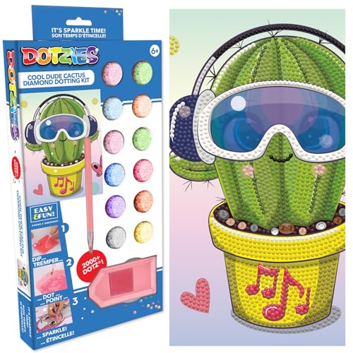DIAMOND DOTZ DOTZIES 2593228 Original 5D Diamond Painting Set, Cooler Kaktus, DIY Diamant-Malerei mit Glitzersteinen, Diamanten-Bastelset für Kinder ab 6 Jahren, Beginner DIAMOND DOTZ DOTZIES 2593228 Original 5D Diamond Painting Set, Cooler Kaktus, DIY Diamant-Malerei mit Glitzersteinen, Diamanten-Bastelset für Kinder ab 6 Jahren, Beginner von DIAMOND DOTZ