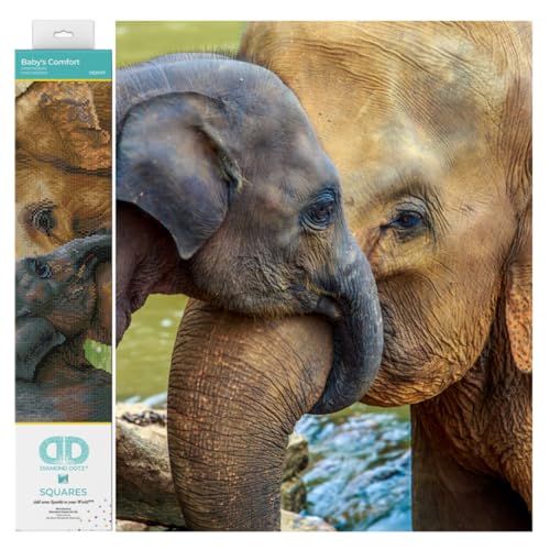 DIAMOND DOTZ DQ10.011 - Original 5D Diamond Painting Squares Set Baby Elefant, Kreativset mit 27.690 quadratische Diamant Mosaiksteinen, Malset ca. 38 x 52 cm für Erwachsene und Kinder ab 8 Jahren DIAMOND DOTZ DQ10.011 - Original 5D Diamond Painting Squares Set Baby Elefant, Kreativset mit 27.690 quadratische Diamant Mosaiksteinen, Malset ca. 38 x 52 cm für Erwachsene und Kinder ab 8 Jahren von DIAMOND DOTZ