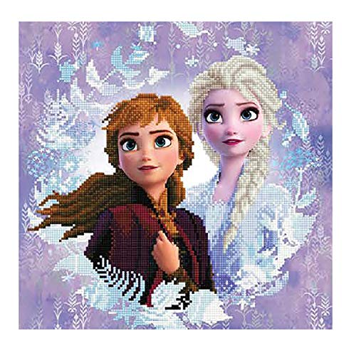 Diamond Dotz CD-851901209 Disney Frozen II, "Sisters", ca. 40 x 40 cm groß, Diamond Painting, Malen mit Diamanten, funkelndes Bild zum Selbstgestalten, für Kinder und Erwachsene von DIAMOND DOTZ