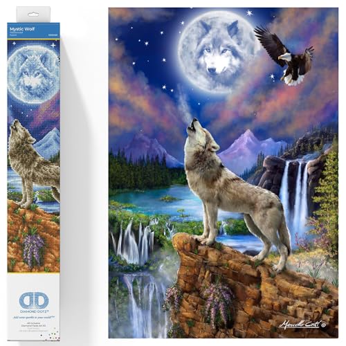 Diamond Dotz DD12-028 Wolf, ca. 47 x 67 cm groß, Diamond Painting, Malen mit Diamanten, funkelndes Bild zum Selbstgestalten, für Kinder und Erwachsene von DIAMOND DOTZ