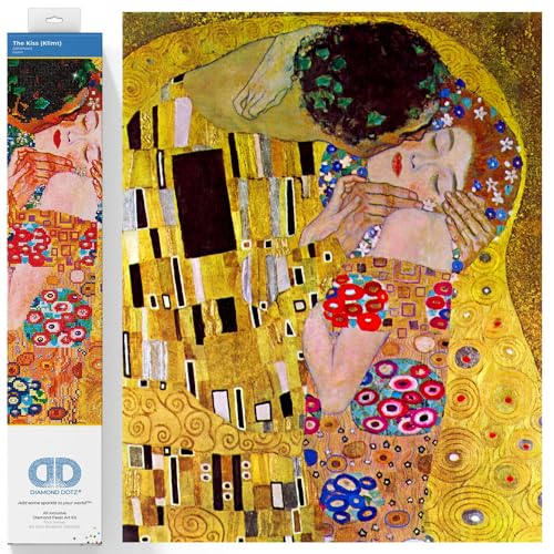 Diamond Dotz DD13-001 "Der Kuss" von Gustav Klimt, ca. 55,9 x 71,12 cm groß, Diamond Painting, Malen mit Diamanten, funkelndes Bild zum Selbstgestalten, für Kinder und Erwachsene von DIAMOND DOTZ