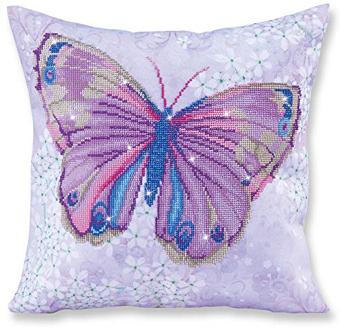 Diamond Dotz DD16-005 Kissen lila Schmetterling, Kissenbezug mit Diamantbild zum Selbstgestalten, ca. 45 x 45 cm groß, Malen mit Diamanten, ideal als Homedeco und Geschenk Diamond Dotz DD16-005 Kissen lila Schmetterling, Kissenbezug mit Diamantbild zum Selbstgestalten, ca. 45 x 45 cm groß, Malen mit Diamanten, ideal als Homedeco und Geschenk von DIAMOND DOTZ