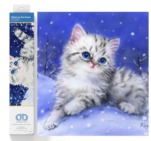Diamond Dotz DD5-006 Katze im Schnee, ca. 35,5 x 27,9 cm groß, Diamond Painting, Malen mit Diamanten, funkelndes Bild zum Selbstgestalten, für Kinder und Erwachsene von DIAMOND DOTZ