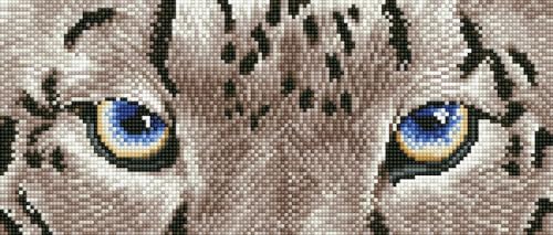 DIAMOND DOTZ DD5.043 - Original 5D Diamond Painting Set Schneeleopard Augen, Kreativset mit 8.906 Diamant Mosaiksteinen, Malset ca. 42 x 18 cm, DIY Komplettset für Erwachsene und Kinder ab 8 Jahren von DIAMOND DOTZ