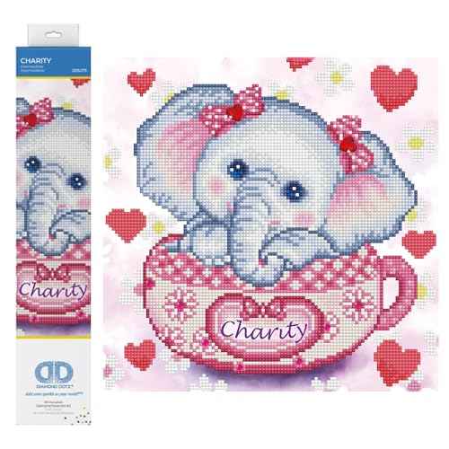 DIAMOND DOTZ DD5.073 - Original 5D Diamond Painting Set Elefant Charity, Kreativset mit 7.756 Diamant Mosaiksteinen, Malset ca. 30 x 30 cm, DIY Komplettset für Erwachsene und Kinder ab 8 Jahren von DIAMOND DOTZ