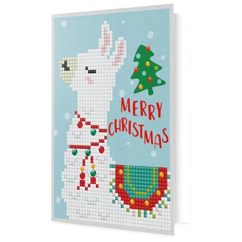 Diamond Dotz DDG-003 Grußkarte Lama "Merry Christmas", ca. 12,6 x 17,7 cm groß, funkelnde Klappkarte mit Diamanten zum Verschenken, inklusive Briefumschlag Diamond Dotz DDG-003 Grußkarte Lama "Merry Christmas", ca. 12,6 x 17,7 cm groß, funkelnde Klappkarte mit Diamanten zum Verschenken, inklusive Briefumschlag von DIAMOND DOTZ