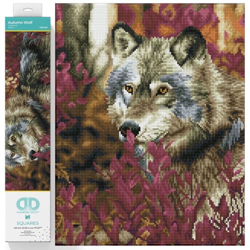 Diamond Dotz DQ12-001 Squares Autumn Wolf, ca. 42 x 57 cm groß, Diamond Painting, Malen mit Diamanten, funkelndes Bild zum Selbstgestalten, für Kinder und Erwachsene von DIAMOND DOTZ
