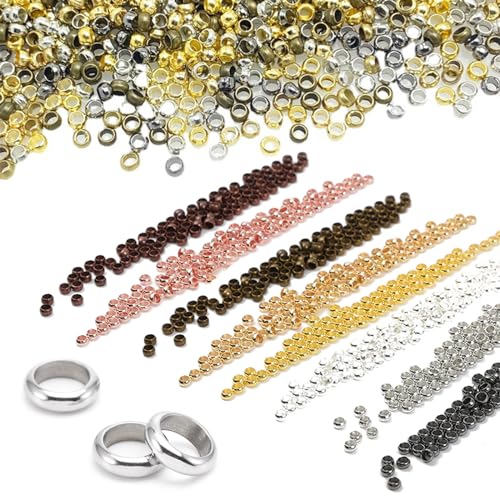 1500 Stück Quetschperlen,Quetschperlen Verschluss,Quetschperlen Set,Crimp Beads,Spacer Perlen,Quetschperlen Kettenverschluss,für DIY,Schmuckherstellung,8 Farben (1.5mm/2mm/2.5mm) von DIAONIAN