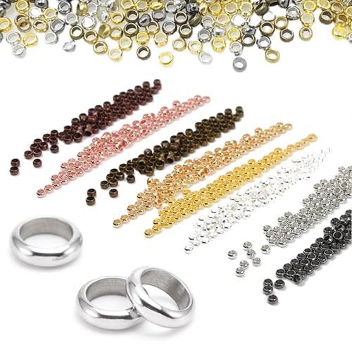 600 Stück Quetschperlen,Quetschperlen Verschluss,Quetschperlen Set,Crimp Beads,Spacer Perlen,Quetschperlen Kettenverschluss,für DIY,Schmuckherstellung,8 Farben (1.5mm/2mm/2.5mm) von DIAONIAN