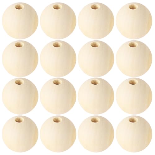 40 Stück Holzperlen 20mm Mit Loch,Holzkugeln 20mm Mit Loch,Holzperlen Natur 20mm,Holzkugeln zum Basteln,Holz Perlen,Wooden Beads,Holzperlen Groß,für Dekorationen, Armbändern,DIY(40,20mm) von DIAONIAN