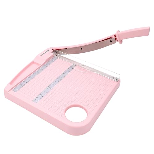 Papierschneidemaschine für Büro und Handwerk, robuster Schneidemaschine mit tragbarem Basisdesign/Sicherheitsschutz und Klingensicherung, Papierschneider, 12 Blatt, Karton/Laminat (Rosa) von DIAPHANORNIS