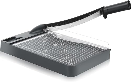 Papierschneider, robuster Guillotine-Papierschneider mit Sicherheitsschutz und Klingenverriegelung, 30,5 cm Schnittlänge, Papierschneider mit 12 Blatt Kapazität, Karton/Laminierblatt/Karton von DIAPHANORNIS