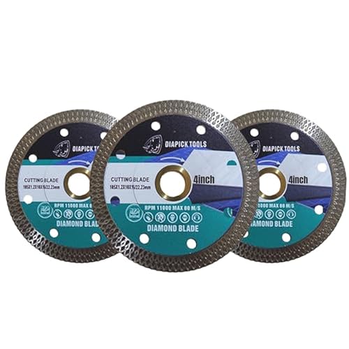 Diapicktools Diamant-Sägeblatt, 10,2 cm, dünn, für Porzellan, Keramik, Fliesen, Stein, Granit, Marmor, 2,2 cm Dorn verstärkt, inklusive 1,6 cm Ring, 3 Stück Diapicktools Diamant-Sägeblatt, 10,2 cm, dünn, für Porzellan, Keramik, Fliesen, Stein, Granit, Marmor, 2,2 cm Dorn verstärkt, inklusive 1,6 cm Ring, 3 Stück von DIAPICK TOOLS
