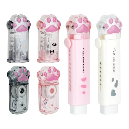 6 PCS Niedliche Katzenpfoten Pfote Schreibwaren Set, Kawaii Cartoon Mini Bleistiftspitzer Einziehbarer Radiergummi Korrekturband für Kinder und Katzenliebhaber Schule 6 PCS Niedliche Katzenpfoten Pfote Schreibwaren Set, Kawaii Cartoon Mini Bleistiftspitzer Einziehbarer Radiergummi Korrekturband für Kinder und Katzenliebhaber Schule von DIBALIYI